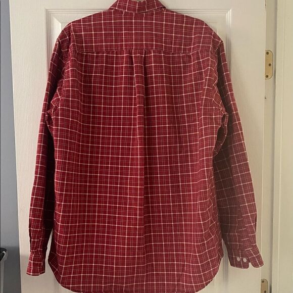 Eddie Bauer Red Plaid 100% Cotton Button Down Shirt Size Large Tall - Picture 2 of 4